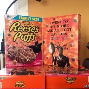 2 boxes Travis Scott family size Reese’s puffs